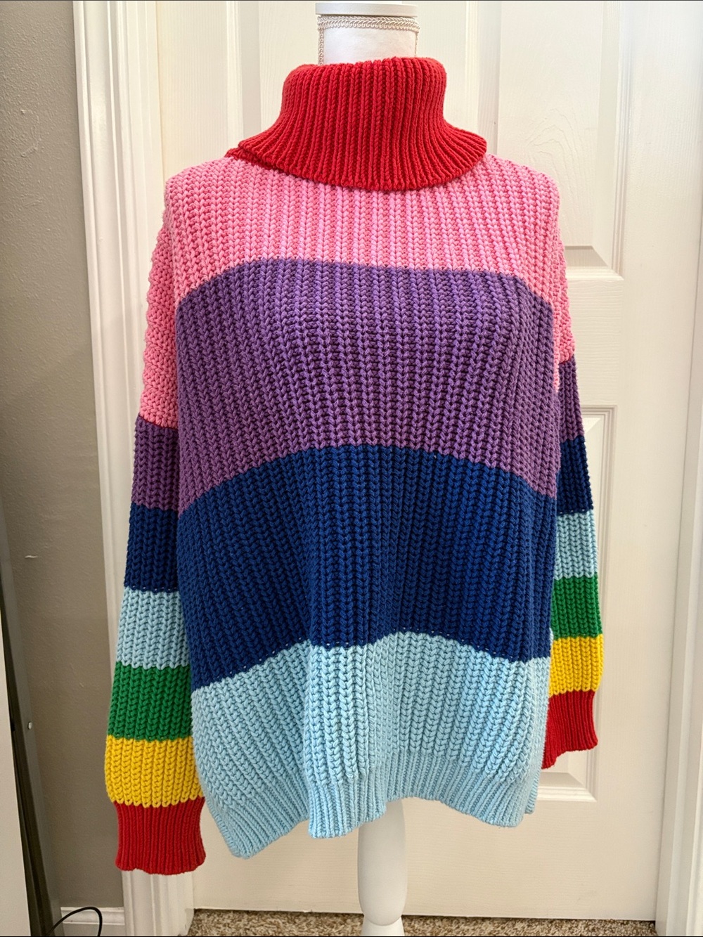 Lazy Oaf Colorblock Turtleneck Knit Sweater